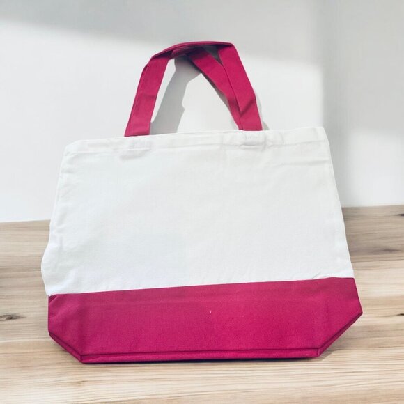 Large Magenta & White with Trendy Girl Graphic Canvas Tote - New - Picture 5 of 5